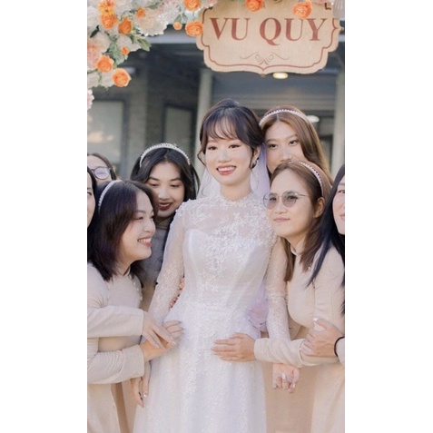 Áo dài hỏi cưới trắng thiết kế siêu xinh, phong cách nhẹ nhàng giá sỉ