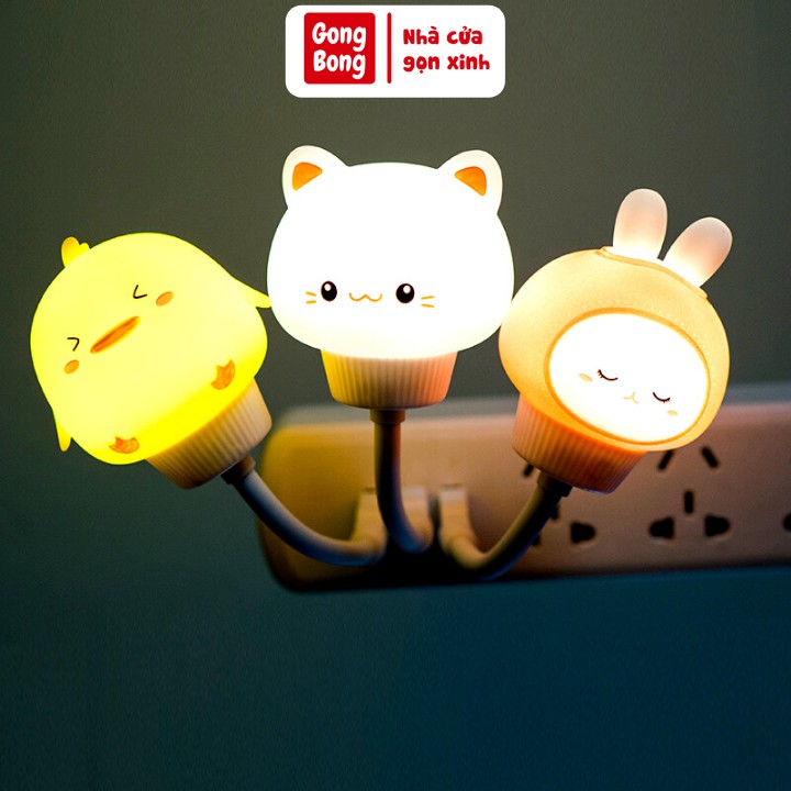 Đèn ngủ LED cắm điện USB hình thú dễ thương, đèn ngủ mini ánh sáng đẹp dịu nhẹ Gong Bong Store
