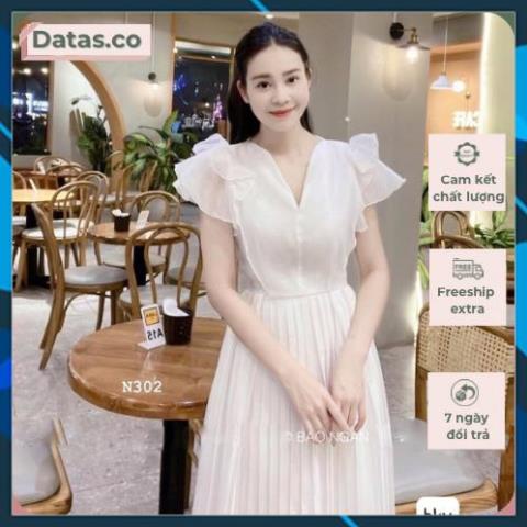 Đầm Dáng Xoè Chân Xếp Ly Chất Tơ Nến Hot Hit