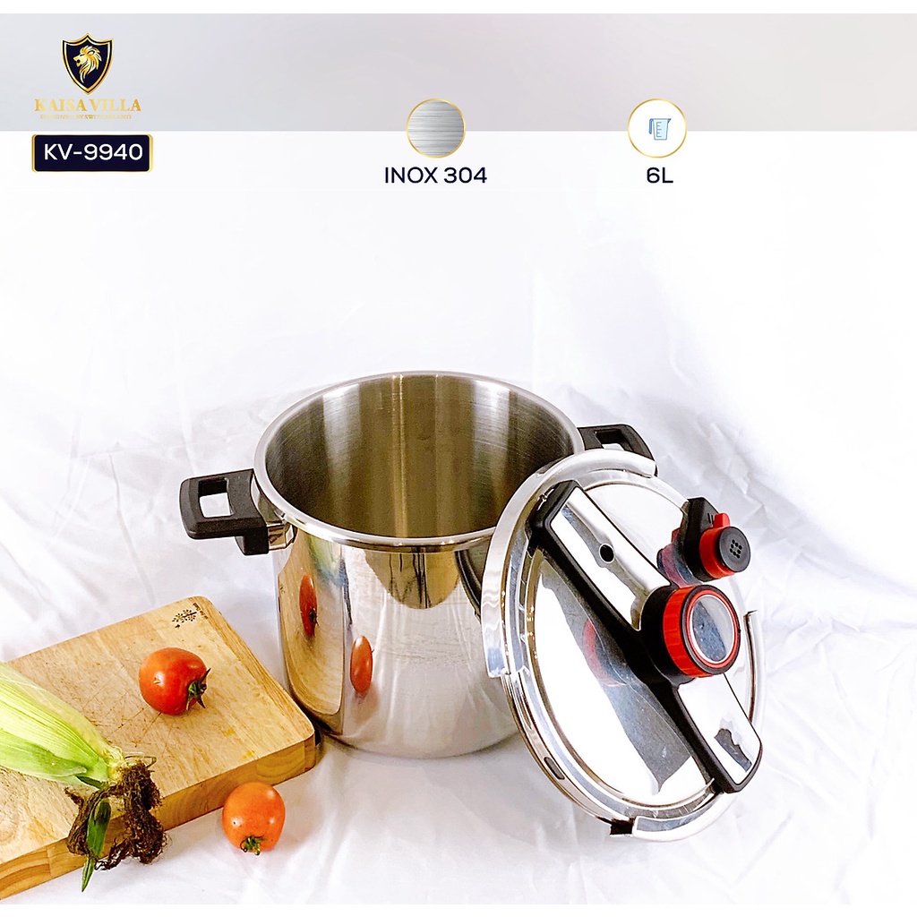 Nồi Áp Suất Kaisa Villa 8L, Inox 304 Dùng Được Cho Mọi Loại Bếp, Truyền Nhiệt Nhanh, Độ Bền Cực Tốt