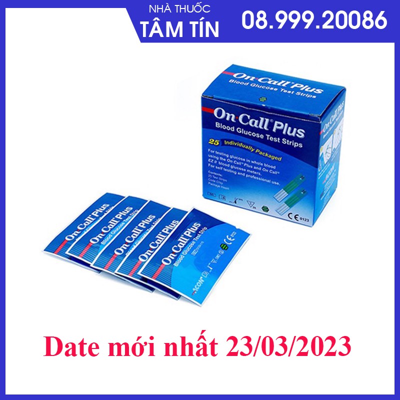 Que thử đường huyết Acon On-Call Plus ( Date mới nhất 23/03/2023 )