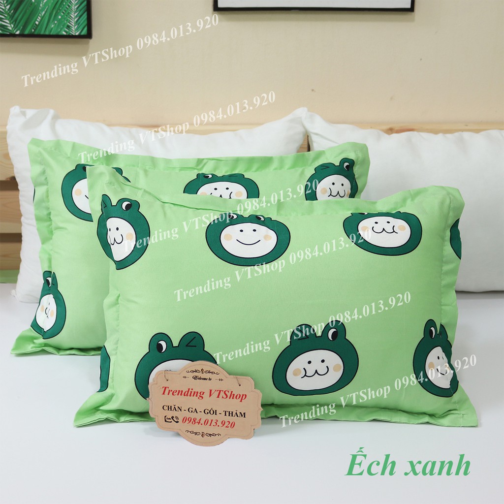 Vỏ gối nằm ếch xanh chất liệu Poly Cotton siêu mát mịn, giá siêu rẻ 45x65cm