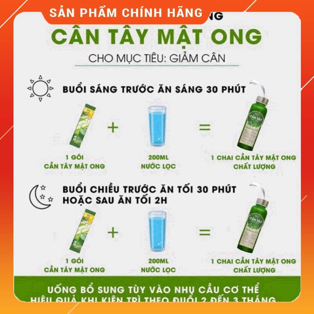CHÍNH HÃNG Bột cần tây mật ong [Chính Hãng] tạm biệt mỡ thừa, đẹp đáng đẹp da (Hộp 14 gói)