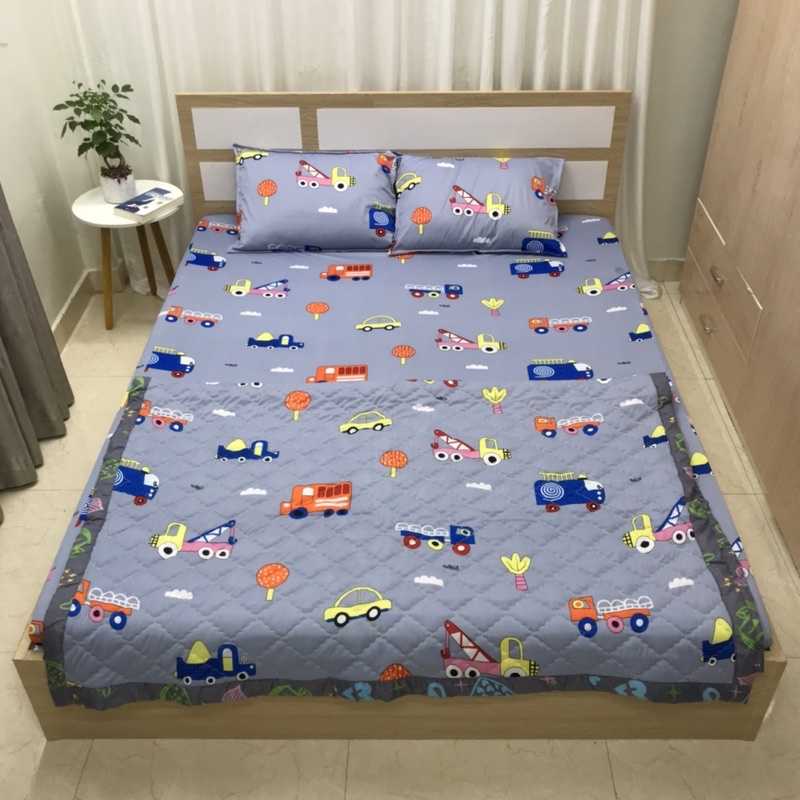 Chăn hè thu chần bông vải thun Hàn, kích thước 1m6-2m