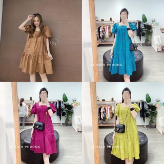 [Siêu Hot] Váy Thô Cổ Vuông Tay Cộc 4 Màu Siêu Xinh Có Ảnh Thật Kèm Video