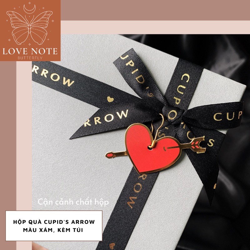 Hộp quà Cupid's Arrow màu xám kèm túi - tặng sinh nhật, valentine 14/2, 8/3 20/10, giáng sinh, noel | BigBuy360 - bigbuy360.vn