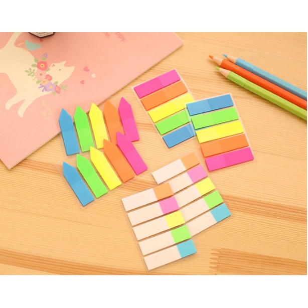 Giấy dán ghi chú làm tiêu đề đánh dấu trang sách học tập màu huỳnh quang