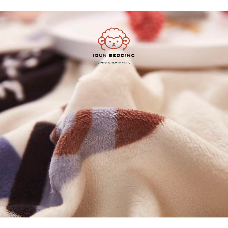 Set ga gối nỉ nhung hoạ tiết hoạt hình đáng yêu