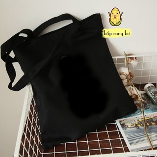 Tote đen canvas trơn có khóa zip hàn quốc - túi vải rẻ đẹp