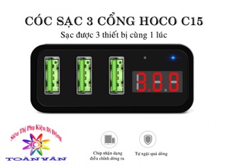 Củ sạc hoco C15 có đồng hồ LED