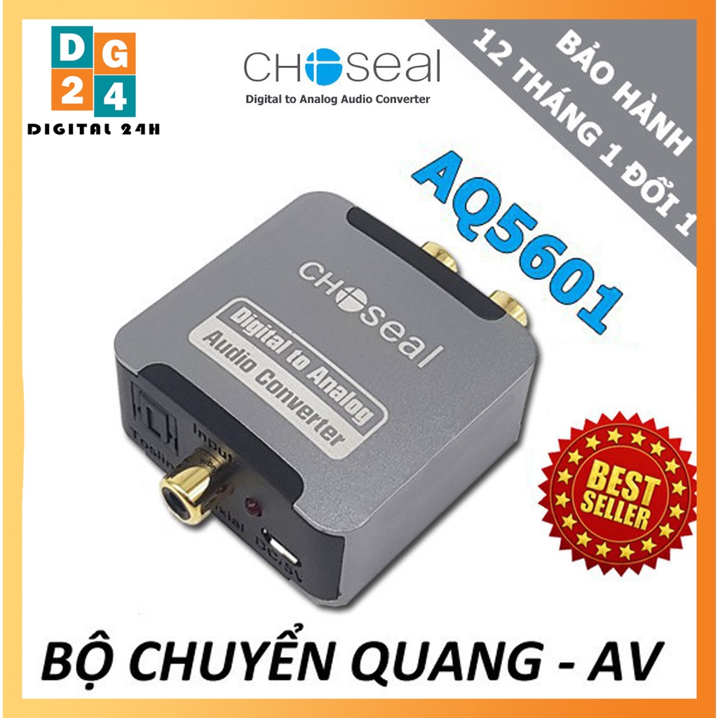 Bộ Chuyển Đổi Âm Thanh Quang Digital To Analog AV Choseal Tặng Kèm Dây Quang 4.0 - Hàng Chính Hãng