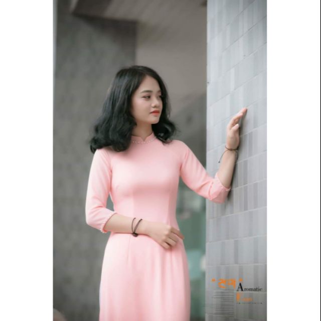 Áo dài hồng phấn 2tà