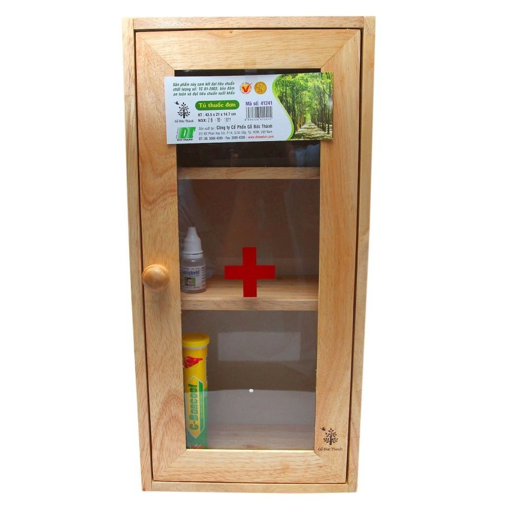 Tủ thuốc gia đình bằng gỗ an toàn, tủ y tế treo tường của mica trong suốt, hộp y tế bằng gỗ
