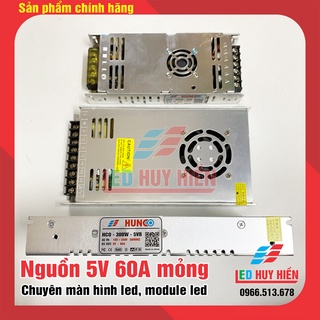 Nguồn 5V 60A mỏng trong nhà có quạt, G-E , YHY  siêu mỏng dùng cho biển led quảng cáo