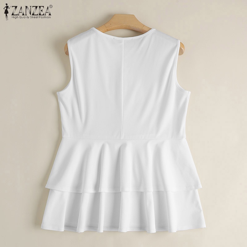 Zanzea Áo Dệt Kim Sát Nách Cổ Tròn Màu Trơn Thời Trang Cho Nữ