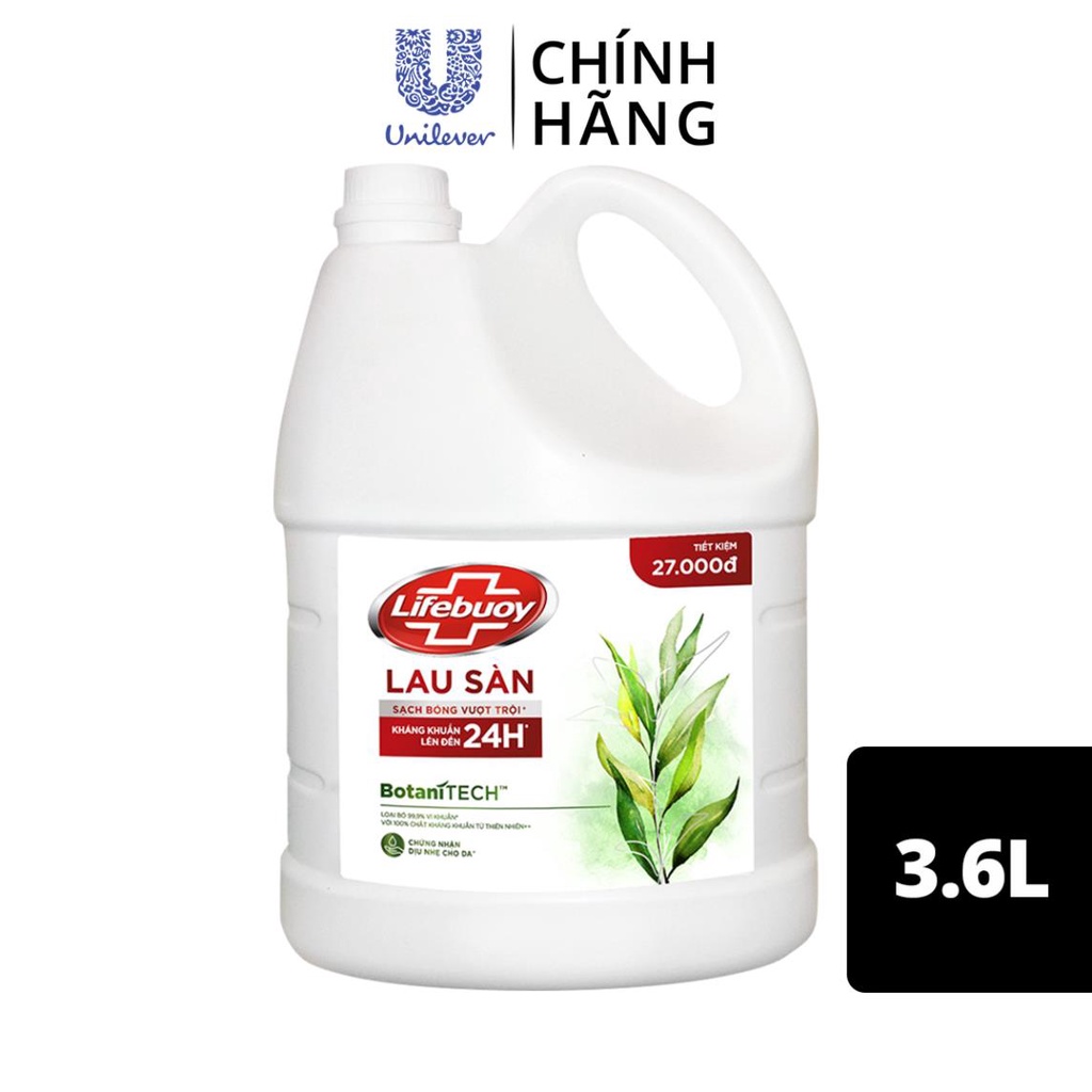 Hot Nước Lau Sàn Lifebuoy BotaniTECH Hương Tràm Trà & Khuynh Diệp Can 3.6L hot
