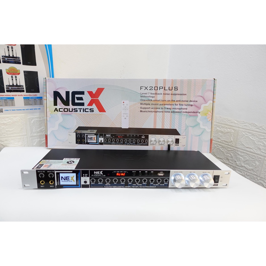 Vang Cơ Chống Hú NEX Acoustics FX20PLus | Vang cơ có Điều Khiển Từ Xa,Kết Nối Quang Học, Bluetooth, USB | Bảo hành 12th
