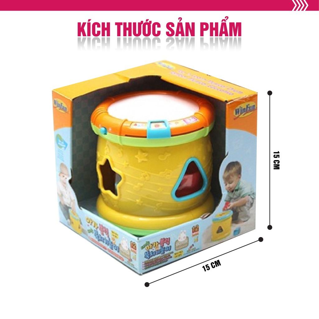 Trống đồ chơi xếp hình khối Winfun 0713, đồ chơi phát triển giác quan cho bé tập làm quen với chữ cái & số đếm tiếng anh