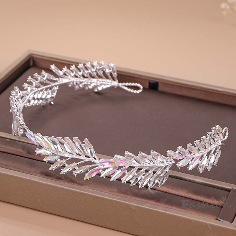 Băng Đô Cài Tóc Hình Chiếc Lá Đính Đá Lấp Lánh Thời Trang Hàn Quốc 2019 Sang Trọng Cho Cô Dâu