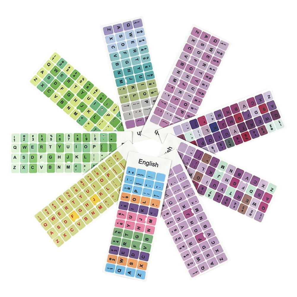 Miếng Dán Nút Bấm Màu Sắc Macaron In Chữ Tiếng Anh Trang Trí Bàn Phím Máy Tính Laptop