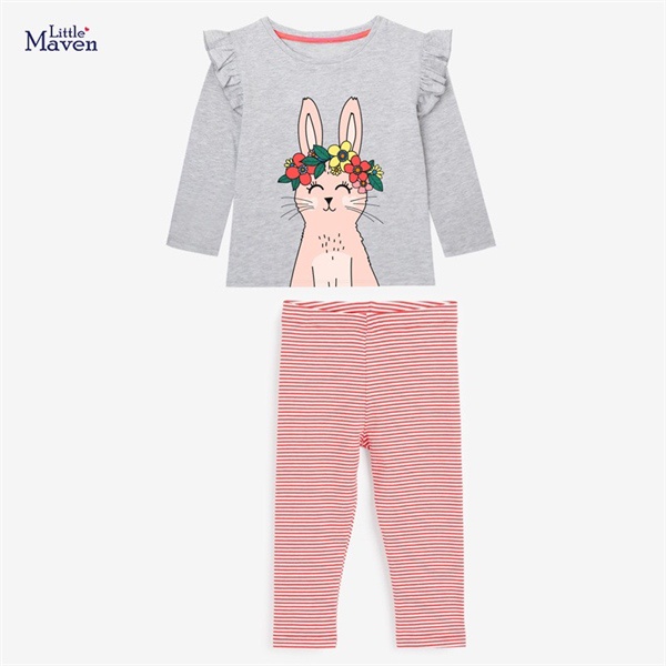BST bộ cotton thỏ 01 cho bé gái 2-8 tuổi - Little Maven Official Store