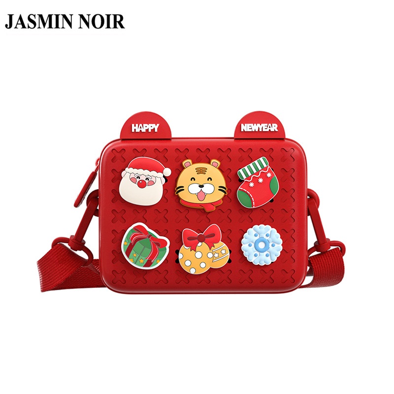 Túi đeo chéo JASMIN NOIR bằng PVC dáng vuông nhỏ in hoạt hình làm quà tặng Giáng sinh cho nữ