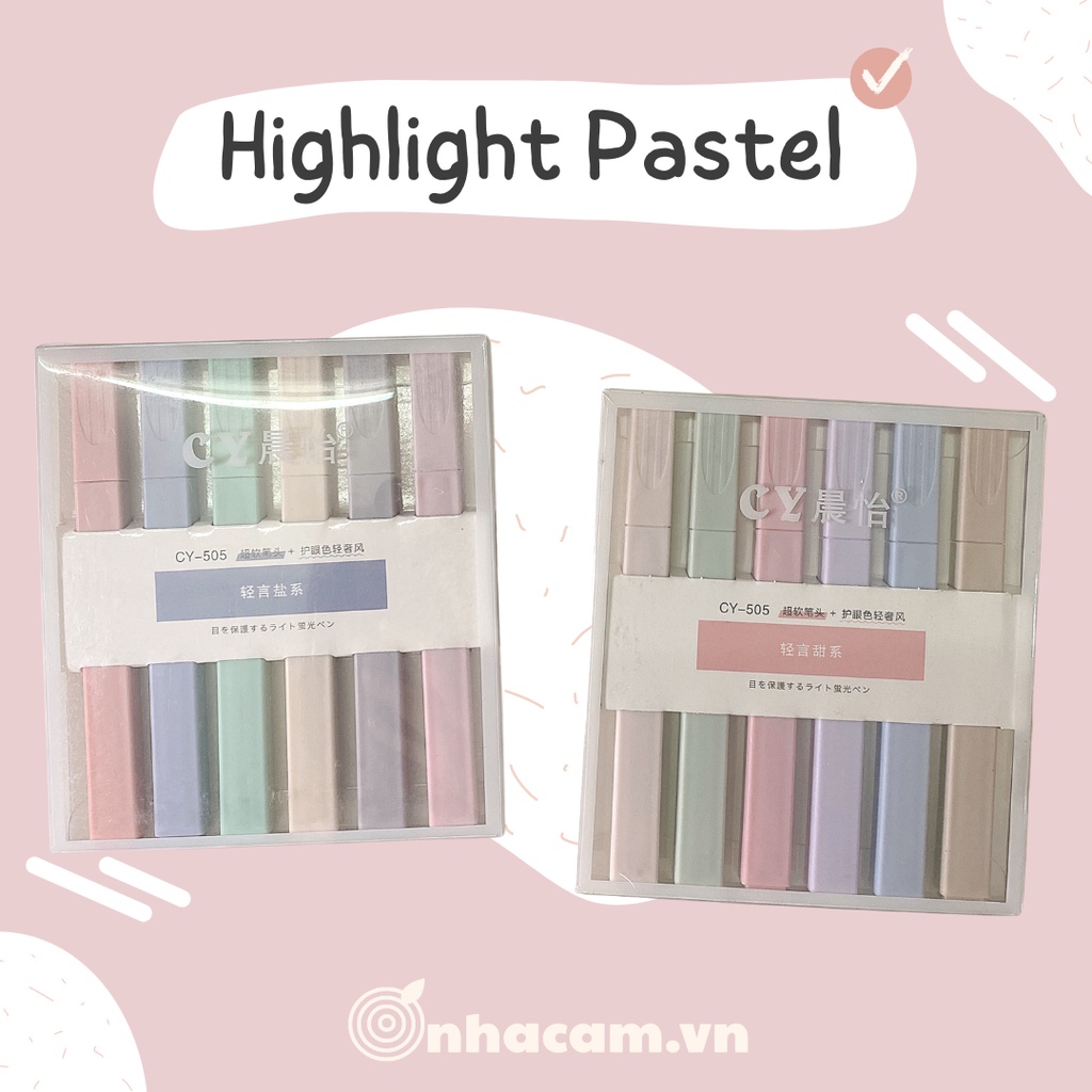 Bút Nhớ Dòng Highlight Pastel Nhà Cam - Set 6 Cây