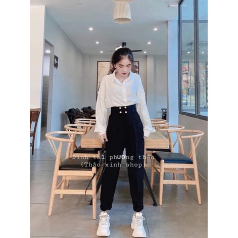 Quần baggy, quần tây lưng siêu cao phối 4 nút T0U