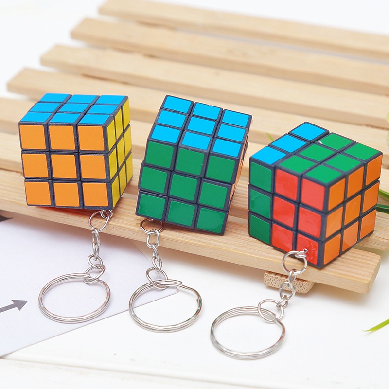 Móc Khóa Hình Rubik Mặt 3*3 Giải Trí Căng Thẳng Rèn Trí Nhớ