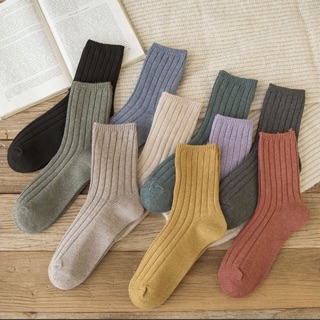Tất Vớ Cao Cổ Len Gân Phong Cách Vintage Hàn quốc Nhiều Màu Hàng Quảng Châu Cao Cấp Chất Liệu Cotton Mềm Mịn Mơ House