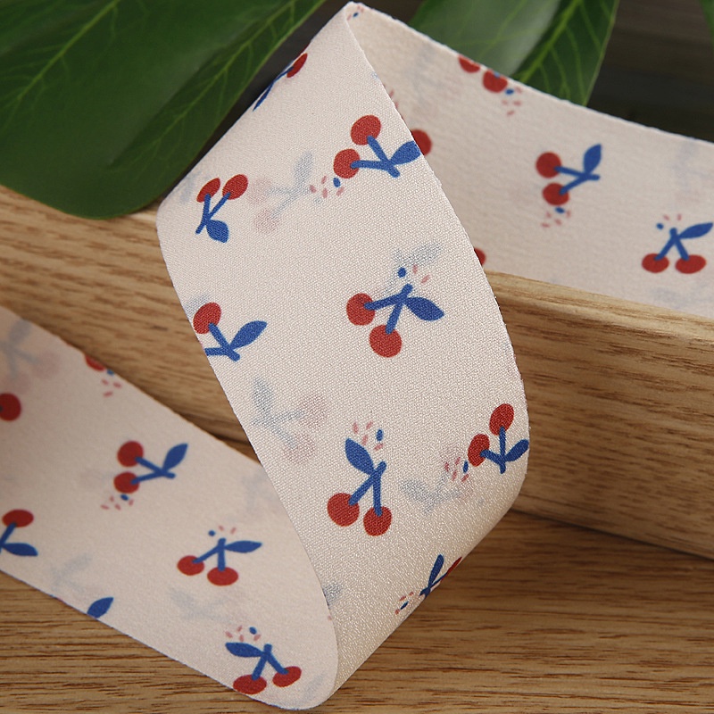 Cuộn Dây Ruy Băng Hai Mặt In Họa Tiết cherry 1m Trang Trí Tóc / Đồ Thủ Công  Trí Hoạ Tiết Loại Đẹp