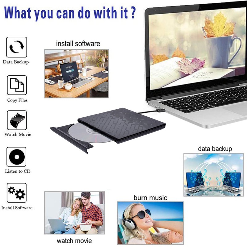 Ổ Đĩa Quang Cd Dvd Usb 3.0 Cho Mac Os Surface Pro Windows Xp Vista Win 7 Win 8 Win 10