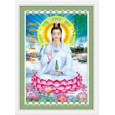 Tranh thêu chữ thập PHẬT QUAN ÂM 88861 (44x59cm)chưa thêu 5d