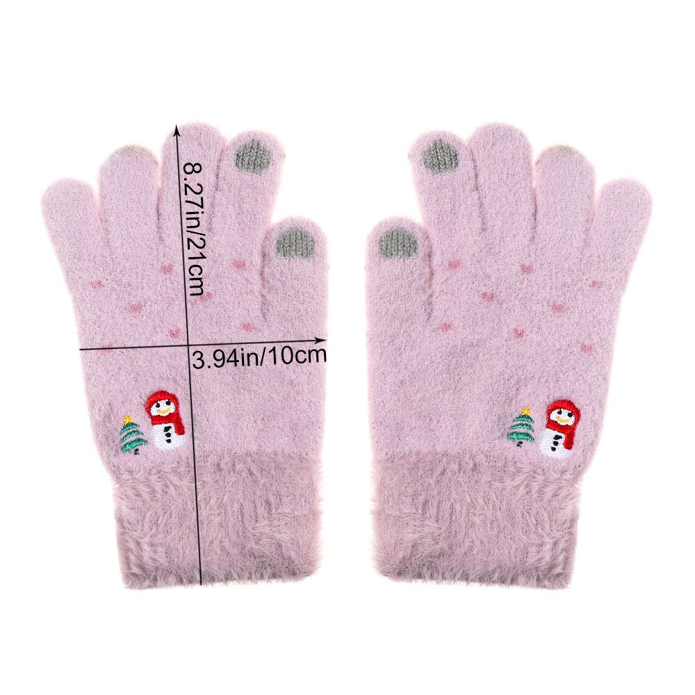 Okdeals Găng Tay Dệt Kim Mềm Mại Co Giãn Giữ Ấm Mùa Đông Hình Người Tuyết Hoạt Hình Có Thể Chạm Màn Hình Cảm Ứng Thời Trang Cho Nam Và Nữ