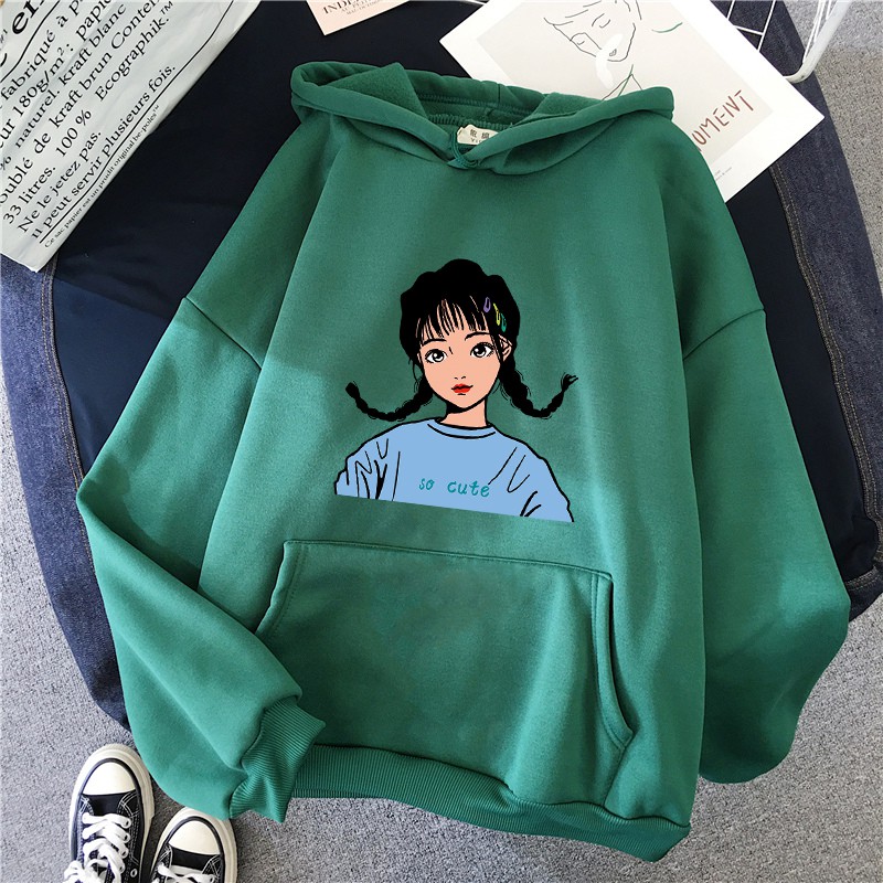 Áo hoodie dài tay phong cách Hàn Quốc thời trang dành cho nữ