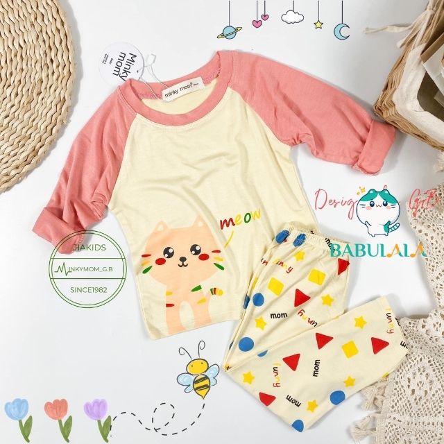 Bộ Dài Tay Thun Lạnh Minky Mom Chính Hãng Cho Bé Gái Bé Trai 1 2 3 4 5 6 7 8 Tuổi-Đồ Bộ Cho Bé-BABULALA-DT15