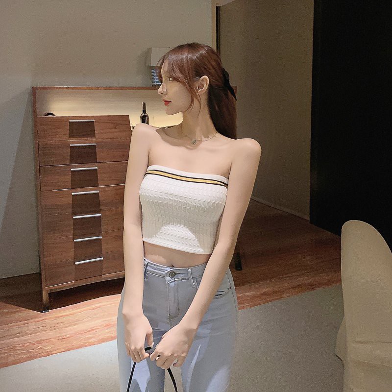 Cocory vn Áo ống croptop dệt kim phong cách mùa hè thời trang quyến rũ cho nữ