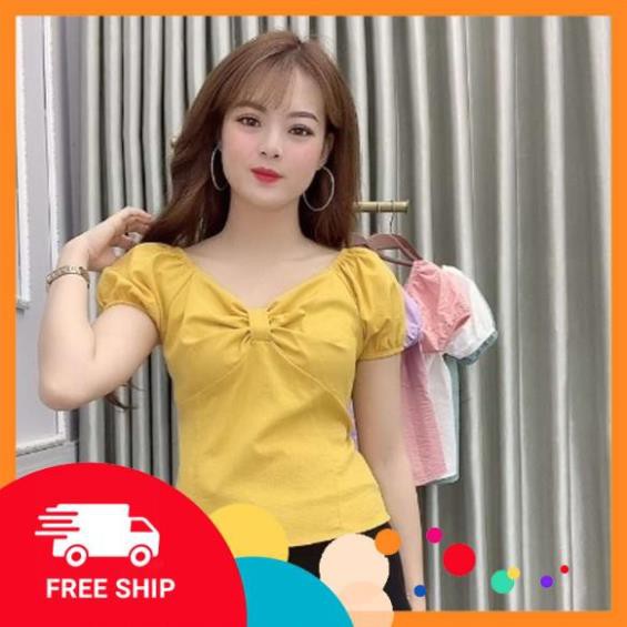 Áo đũi nơ ngang Nữ, Kiểu Áo Ôm Body, Chất Đũi Mềm, Rất Dế Để Phối Đồ, Thích Hợp Đi Dạo Phố SUMIFASHION