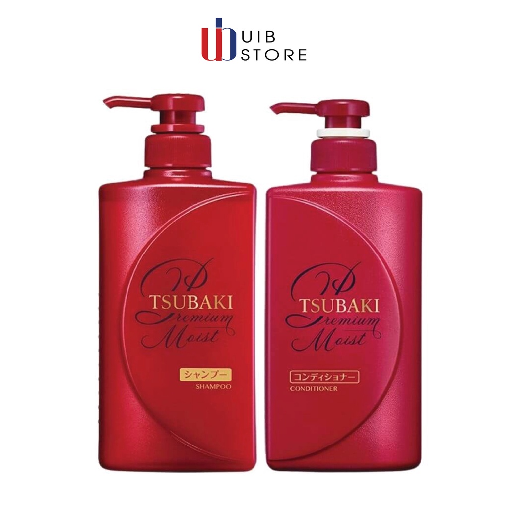 Dầu gội/ Dầu xả Dưỡng tóc bóng mượt Premium Moist Tsubaki (490ml/chai)