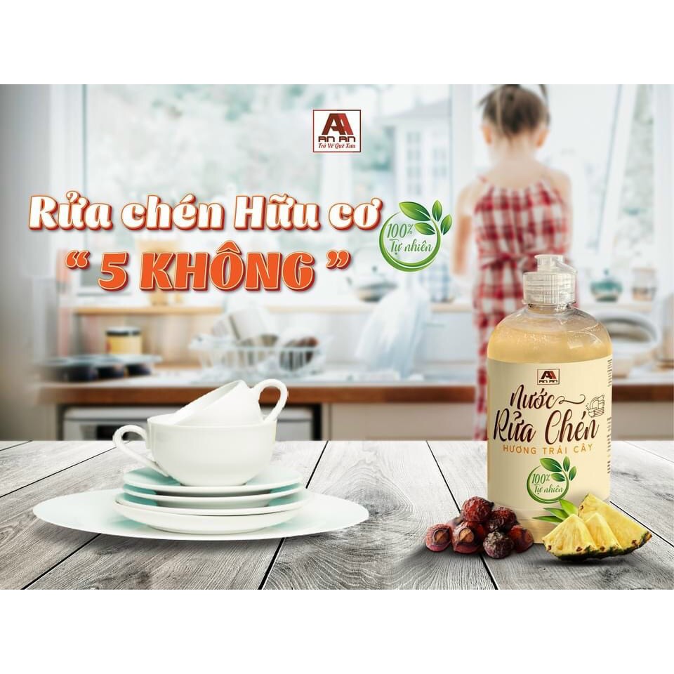 [Xả hàng]Nước Rửa Chén Bát Hữu Cơ Organic Không Hoá Chất Bảo Vệ Da Tay [An Toàn Cho Bé] Từ Bồ Hòn Tự Nhiên Không Hại Da