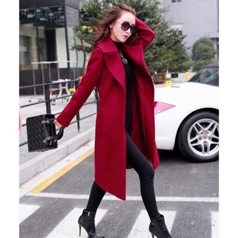 Áo Khoác Dạ Dài 4 Nút Màu Đỏ , Áo Dạ Dáng Dài Túi Xéo 2 Lớp Dày Dặn Hàng Quảng Châu Cao Cấp. | BigBuy360 - bigbuy360.vn