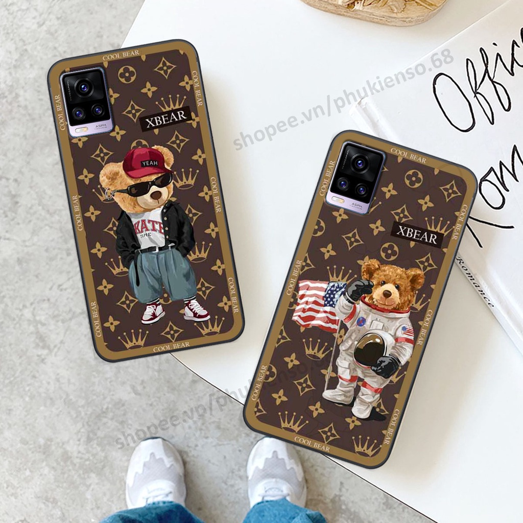 Ốp lưng điện thoại Vivo V20 in hình gấu bear, kaws, doremon thời trang, ốp lưng cao cấp chất lượng