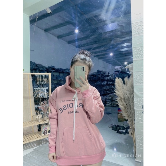 Áo nỉ hoodies có mũ in chữ aradise