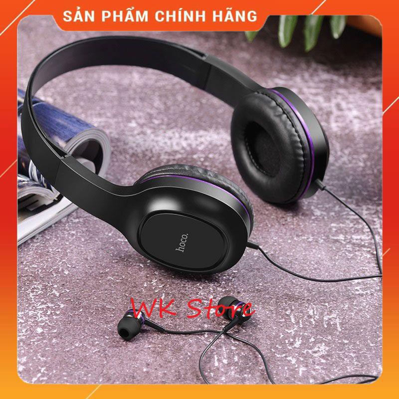 Tai nghe chụp tai cao cấp Hoco W24, kèm dây 3.5 mm (hàng chính hãng, Bh 1 năm)