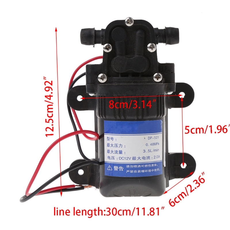 Ống Dẫn Nước Áp Suất Cao DC 12V 3.5L / Min 0.48MPa 70 PSI Pu