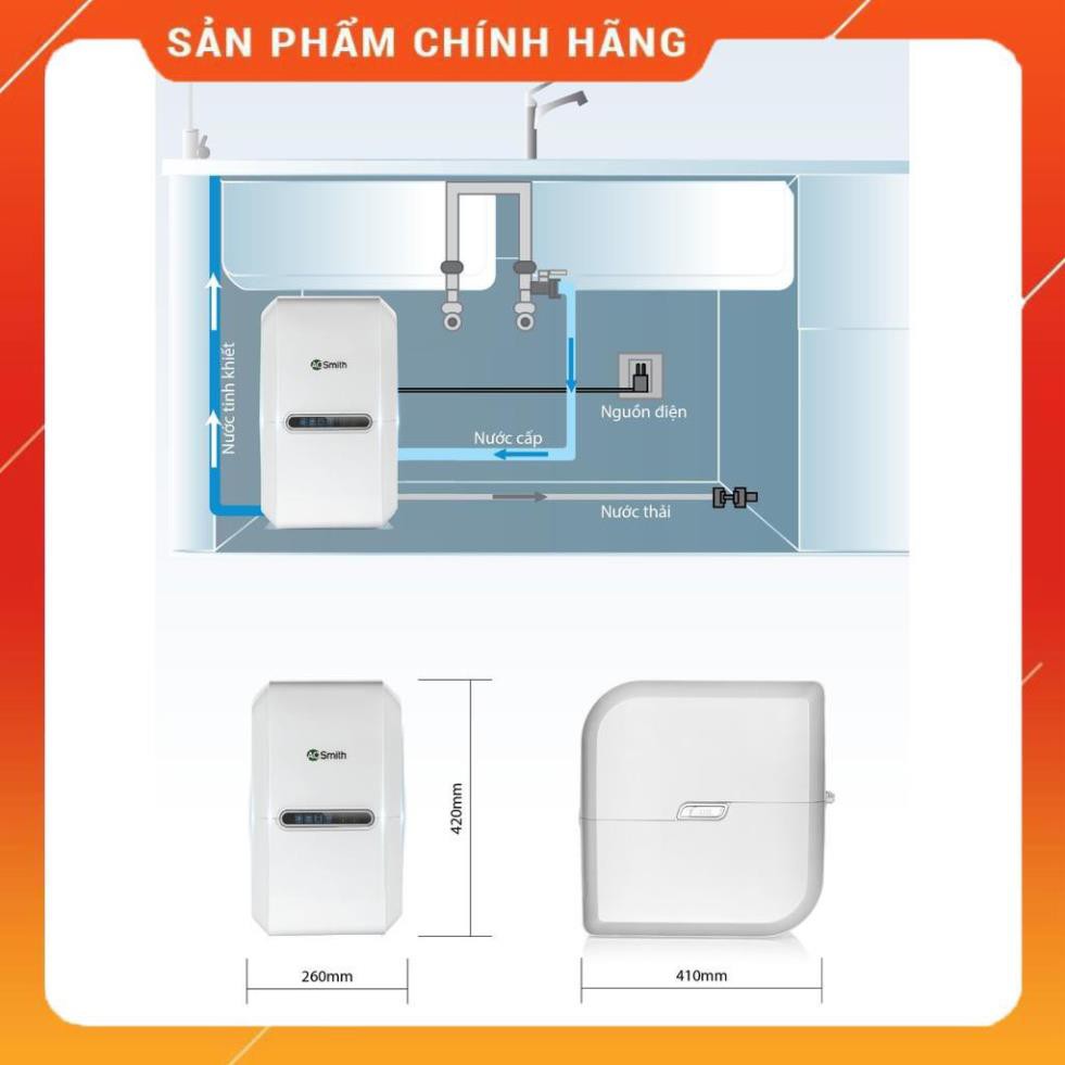 Máy lọc nước AOSmith RO AR75-A-S-1E, đèn led cảnh báo, hiển thi, iRO-ESM, vòi nước sang trọng BM