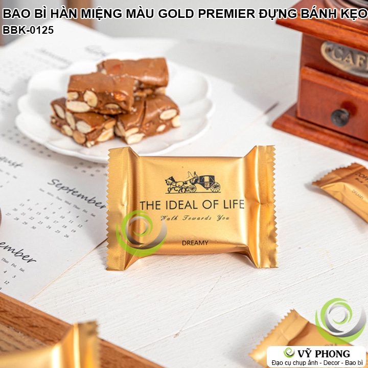 BAO BÌ TÚI NHỰA HÀN MIỆNG MÀU VÀNG GOLDEN SANG TRỌNG ĐỰNG BÁNH KẸO QUÀ TẶNG XUÂN NĂM MỚI DỊP LỄ TẾT NOEL BBK-0125