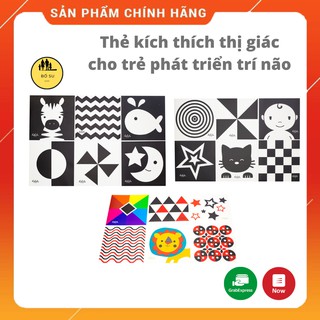 Thẻ kích thích thị giác cho trẻ sơ sinh dán tường đen trắng Lalala Baby giúp bé phát triển trí thông minh Shop Bố Su