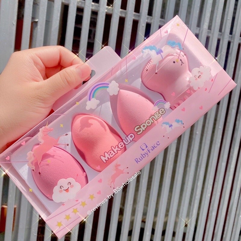 Set 3 bông mút và 1 cọ bạch tuộc rửa mặt RUBYFACE Makeup Sponge
