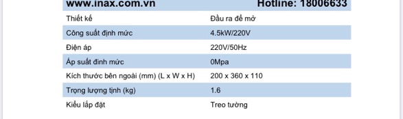 Bình nước nóng Inax HI-45S